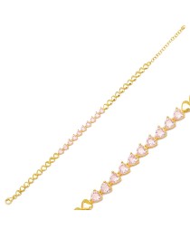 Heart Design Pink Zircon Stone Plain Dainty Whole Turkish 925 Sterling Silver Jewelry Bracelet
