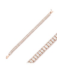 2.5 x 5 mm Baguette Stone Tennis Bracelet Turkish Handcrafted Whole 925 Sterling Silver Jewelry