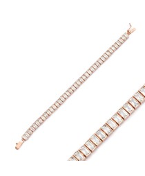 2.5 x 5 mm Baguette Stone Tennis Bracelet Turkish Handcrafted Whole 925 Sterling Silver Jewelry