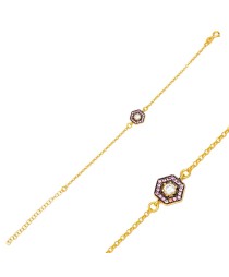 Stylish Amethyst Hexagon Charm Bracelet Whole Handmade Turkish 925 Sterling Silver Jewelry