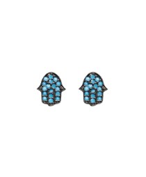 Micro Turquoise Hamsa Design Turkish Whole Silver Stud Earring