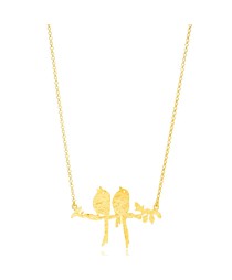 Bird Design Cute Charm Necklace Pendant 22K Gold Plated 925 Sterling Silver Jewelry