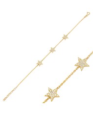 10mm Star Design Clear Zircon Stone Charm Woman Bracelet 925 Sterling Silver Jewelry