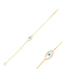 Evil Eye with Cross Silver Sterling Whole Handcraft Jewelry Bracelet