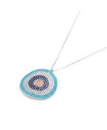 Evil Eye Round Bent Pendant Turkish Whole Sterling Silver Jewelry