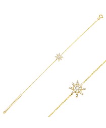 Star Design Clear Zircon Stone Women Charm Bracelet 925 Sterling Silver Jewelry