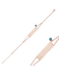 Minimalist Evil Eye Rectangle Shape Bracelet Whole Handcraft 925 Sterling Silver Jewelry