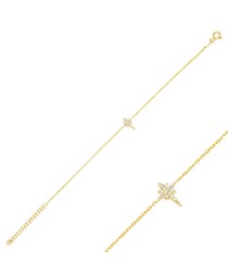 North Star Design Clear Zircon Stone Women Charm Bracelet 925 Sterling Silver Jewelry
