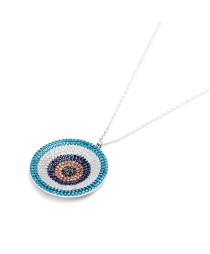 Evil Eye Round Bent Pendant Turkish Whole Sterling Silver Jewelry