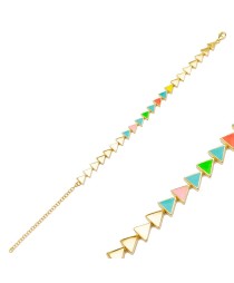 Plain Triangle Shape Multicolor Enamel Color Trendy Women Bracelet 925 Silver Summer Jewelry