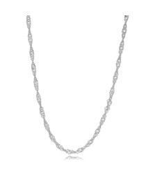 Twist Rope Rhodium Plated Chain Silver Necklace