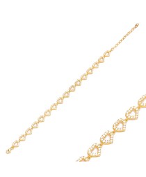 Cute Dainty Zircon Heart Design Charm Bracelet Handmade Whole Turkish 925 Sterling Silver Jewelry
