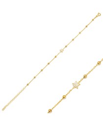 Star Shape Clear Zircon Stone Ball Chain Charm Bracelet 925 Sterling Silver Jewelry