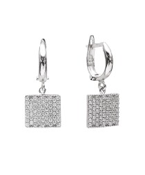 Dangle Clip On Square Shape Earrings Turkish Whole Sterling Silver Earring