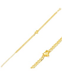 Citrine Stone Heart Design Gourmet Chain Charm Bracelet Handmade 925 Sterling Silver Jewelry