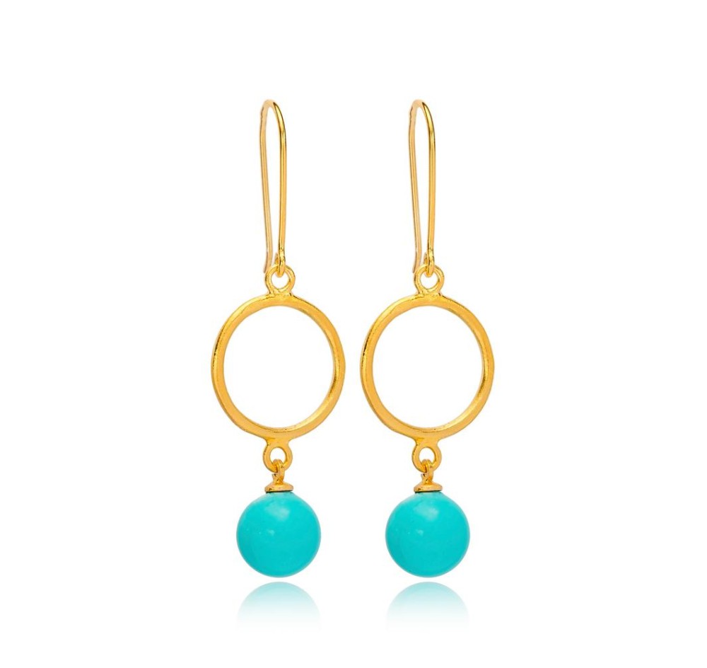 22K Gold Plated Blue Charm Hook Earrings Handcrafted Whole 925 Sterling Silver Jewelry
