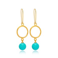 22K Gold Plated Blue Charm Hook Earrings Handcrafted Whole 925 Sterling Silver Jewelry