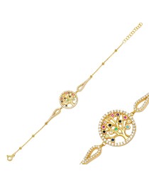 Mix Zircon Stone Life of Tree Design Dainty Charm Bracelet Turkish 925 Sterling Silver Jewelry