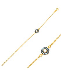 Round Cut Mix Stone Hexagon Charm Bracelet Whole Handmade Turkish 925 Sterling Silver Jewelry