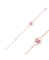 Ruby Stone Snowflake Design Bracelet Turkish Whole Handcraft 925 Sterling Silver Jewelry