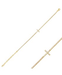 Cross Design Tennis Bracelet Turkish Handmade 925 Sterling Silver Jewelry