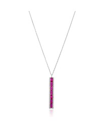 Ruby Stone Baguette Shape Silver Pendant Whole Sterling Silver Jewelry