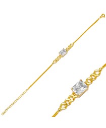 Elegant Chain Bagutette Zircon Stone Dainty Design 925 Sterling Silver Charm Bracelet Jewelry