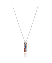 Mix Stone Baguette Shape Stone Silver Pendant Whole Sterling Silver Jewelry