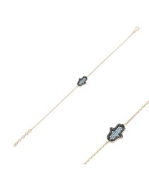 Sterling Silver Whole Handcraft Turquoise Hamsa Design Bracelet