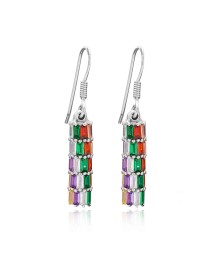 Baguette Shape Stone Silver Earring Whole 925 Sterling Silver Jewelry