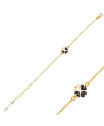 Unique Four Clover Design Black Zircon Stone Charm Bracelet Handmade Whole Turkish 925 Sterling Silver Jewelry
