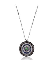 Colorful Round Shape Turkish Whole Handmade 925k Sterling Silver Pendant