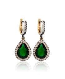 Emerald Stone Authentic Silver Earrings In Turkish Whole 925 Sterling Silver Jewelry