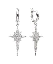 Dangle Clip On Pole Star Earrings Turkish Whole Sterling Silver Earring