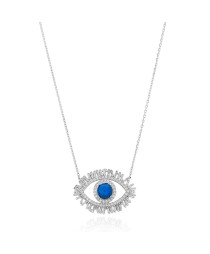 Evil Eye Baguette Zircon Handmade Turkish Whole Silver Pendant