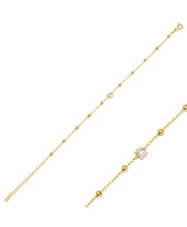 Tiny Design Zircon Stone Ball Chain Charm Bracelet 925 Sterling Silver Jewelry