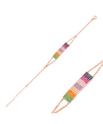 Colorful Rectangle Shape Bracelet Whole Handcraft 925 Sterling Silver Jewelry