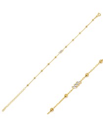 Three Baguette Zircon Stone Ball Chain Charm Bracelet 925 Sterling Silver Jewelry