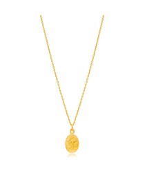 OM Symbol 22K Gold Plated Oval Plain Charm Necklace Pendant 925 Sterling Silver Jewelry