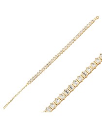 Women Trendy Baguette Clear Zircon Stone Bracelet Turkish Whole 925 Sterling Silver Jewelry