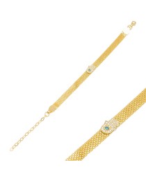 High Quality Hamsa Design Mesh Chain Bracelet Handmade Whole Turkish 925 Sterling Silver Jewelry