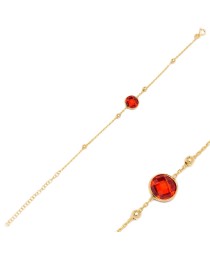 Garnet Stone Design Charm Thin Bracelet Turkish Whole Handmade 925 Sterling Silver Jewelry