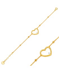 Chic Design Hollow Heart Design Ball Chain Charm Bracelet Whole 925 Sterling Silver Jewelry