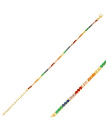 Colorful Zircon Stone Elegant Tennis Bracelet Handcrafted 925 Sterling Silver Jewelry