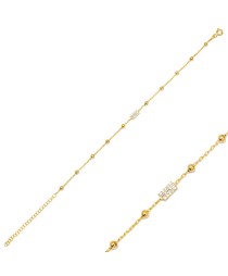 Minimalist Baguette Zircon Stone Ball Chain Charm Bracelet 925 Sterling Silver Jewelry
