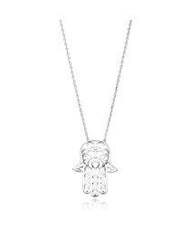 Origami Hamsa Minimalist Handcrafted Design Sterling Silver Pendant