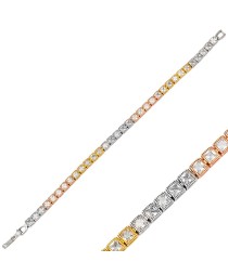 Mix Plated CZ Stone Dainty Tennis Women Bracelet Handmade 925 Sterling Silver Jewelry