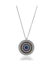 Colorful Round Shape Turkish Whole Handmade  925k Sterling Silver  Pendant