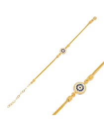 Round  Sapphire and Zircon Charm Handmade Whole Turkish 925 Sterling Silver Bracelet Jewelry