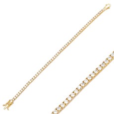 2.5 mm Round Zircon Stone Dainty Tennis Bracelet Turkish 925 Sterling Silver Jewelry